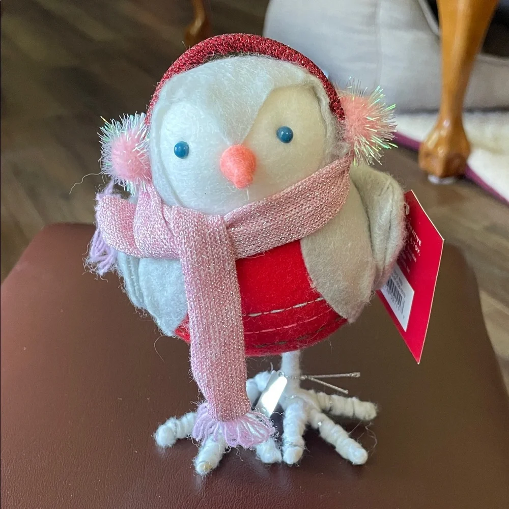 Wondershop Festive Bird with Pink Scarf and Ear Muffs